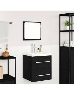 Set di mobili per il bagno 2 pcs Rovere Nero Legno multistrato