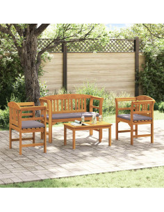 Set di Mobili 4 pcs Naturale Legno di Acacia Massello