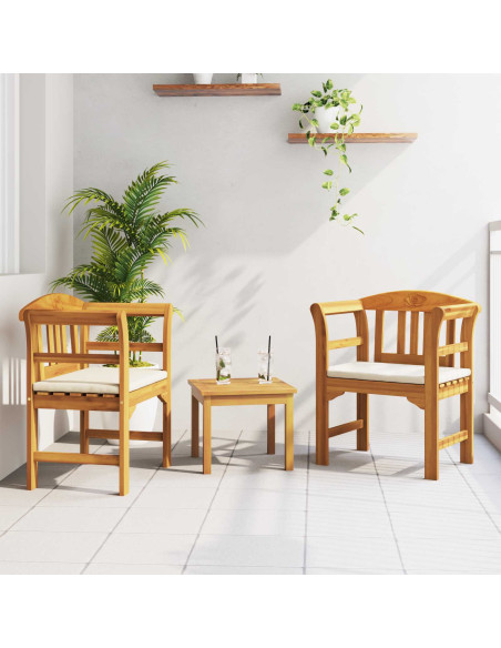 Set di Mobili 3 pcs Naturale Legno di Acacia Massello