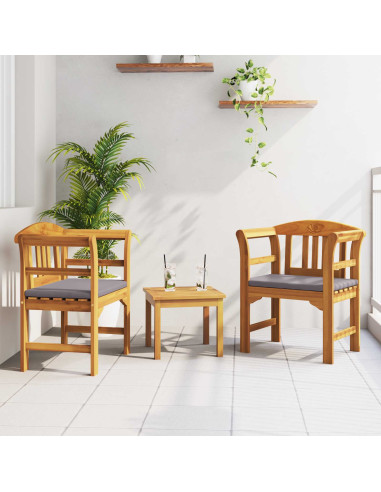 Set di Mobili 3 pcs Naturale Legno di Acacia Massello