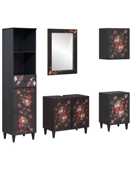 Set di Armadi da Bagno con porta 5 pcs Legno di mango massello