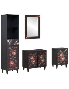 Set di Armadi da Bagno con porta 4 pcs Legno di mango massello