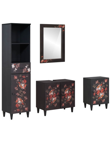 Set di Armadi da Bagno con porta 4 pcs Legno di mango massello