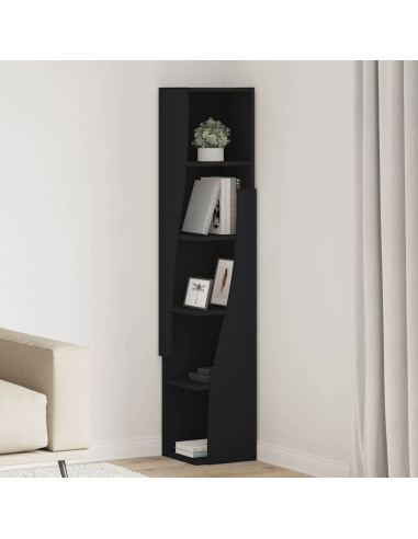 Mobile angolare Nero 27,5x27x140cm Legno multistrato