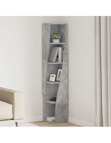Mobile angolare Grigio cemento 27,5x27x140cm Legno multistrato