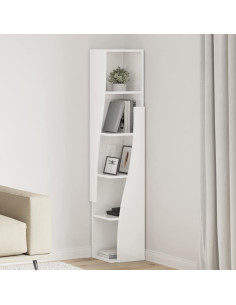 Mobile angolare Bianco Lucido 27,5x27x140cm Legno multistrato