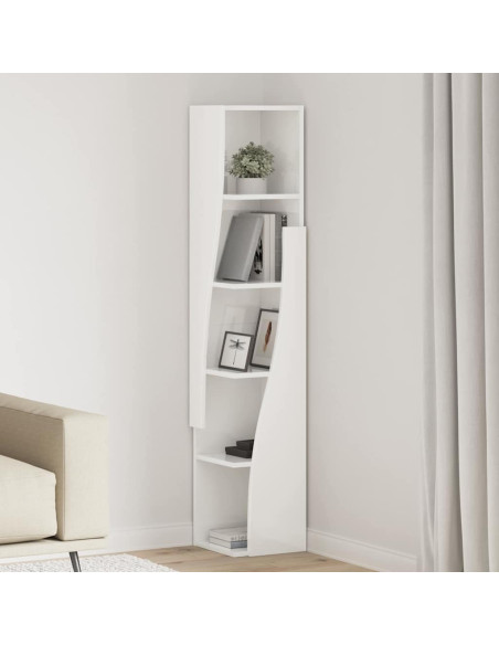 Mobile angolare Bianco Lucido 27,5x27x140cm Legno multistrato