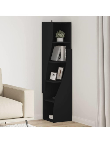 Mobile angolare Nero 32x32x140cm Legno multistrato