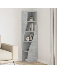 Mobile angolare Grigio cemento 32x32x140cm Legno multistrato
