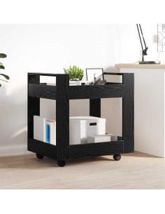 Carrello da Scrivania Rovere Nero 60 x 45 x 60 cm