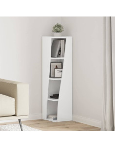 Mobile angolare Bianco Lucido 27,5x27x102cm Legno multistrato