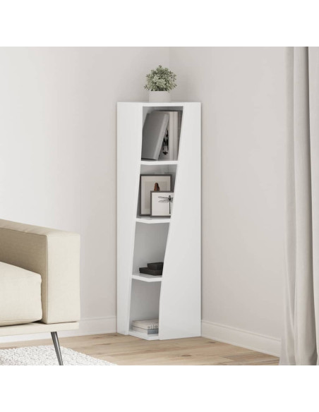 Mobile angolare Bianco Lucido 27,5x27x102cm Legno multistrato