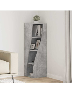 Mobile angolare Grigio cemento 32x32x102cm Legno multistrato