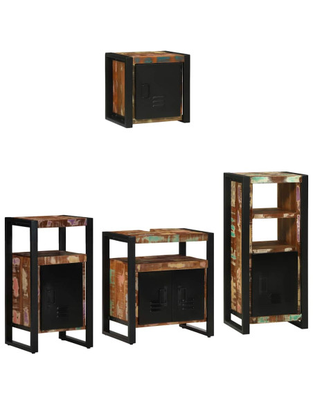 Set di mobili per il bagno 4 pcs Legno Recuperato Massello