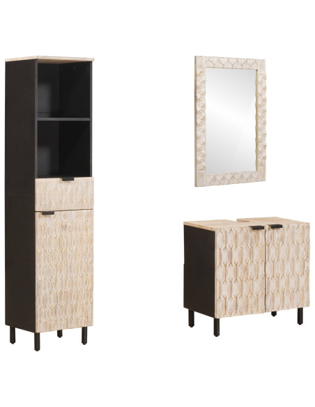 Set da Bagno con cassetto 3 pcs Finitura Bianco Lavato