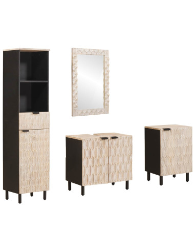 Set da Bagno con cassetto 4 pcs Finitura Bianco Lavato