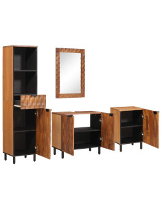 Set da Bagno con cassetto con porta 4 pcs Acacia Marrone Winish