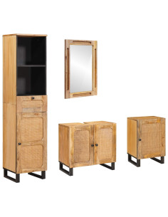 Set da Bagno con cassetto Naturale Legno di mango massello