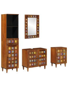 Set di mobili per il bagno 4 pcs Noce Legno di mango massello