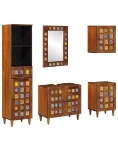 Set di mobili per il bagno 5 pcs Noce Legno di mango massello