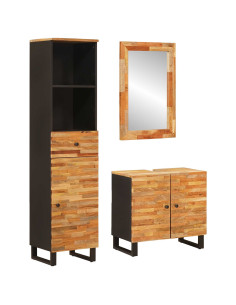 Set da Bagno con cassetto Naturale Legno di mango massello