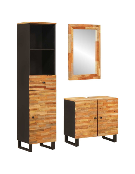 Set da Bagno con cassetto Naturale Legno di mango massello