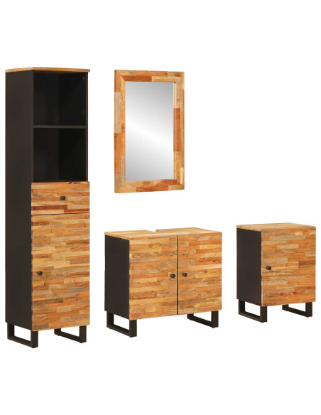 Set da Bagno con cassetto Naturale Legno di mango massello