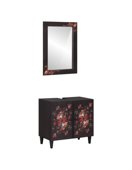 Set di Armadi da Bagno con porta 2 pcs Legno di mango massello