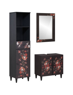 Set di Armadi da Bagno con porta 3 pcs Legno di mango massello 2