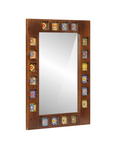 Specchio da bagno Noce 50 x 70 x 2,5 cm Legno di mango massello