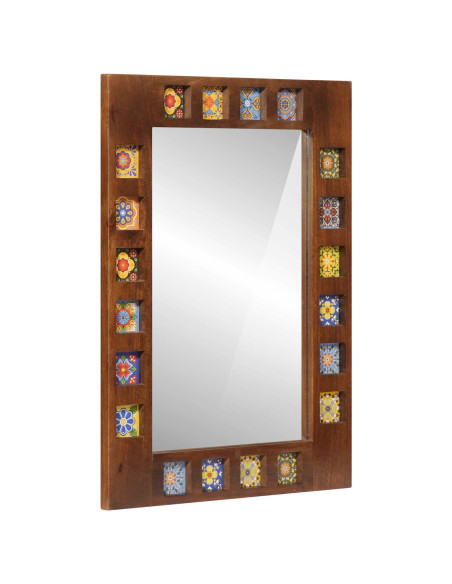 Specchio da bagno Noce 50 x 70 x 2,5 cm Legno di mango massello