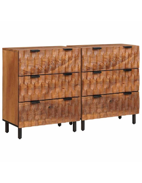 Credenza 2 pcs Finitura Marrone Acacia 60 x 33 x 75 cm