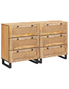 Credenza 2 pcs Marrone 60 x 33 x 75 cm Legno di mango massello