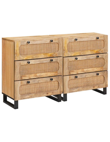 Credenza 2 pcs Marrone 60 x 33 x 75 cm Legno di mango massello