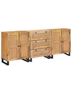 Credenza 3 pcs Marrone 180 x 33 x 75 cm Legno di mango massello
