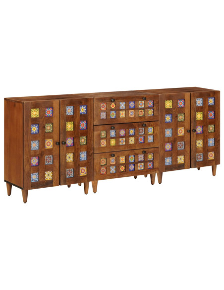 Credenza 3 pcs Noce Legno di mango massello