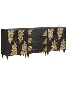 Set di Armadi da Bagno con cassetto 3 pcs Nero 180 x 33 x 75 cm