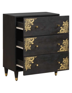 Credenza Nero 60 x 33 x 75 cm Legno di mango massello