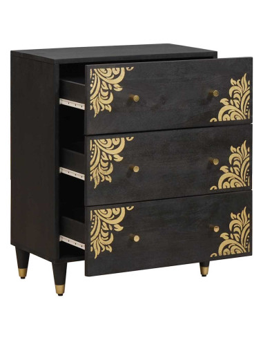 Credenza Nero 60 x 33 x 75 cm Legno di mango massello