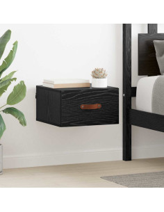 Mobiletto da comodino a parete Rovere Nero 35 x 35 x 20 cm