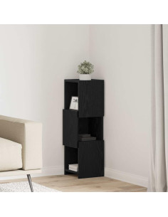Mobile angolare Rovere Nero 25,5x25x80cm Legno multistrato