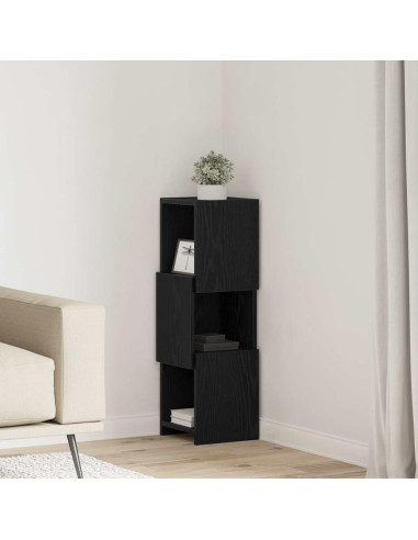 Mobile angolare Rovere Nero 25,5x25x80cm Legno multistrato