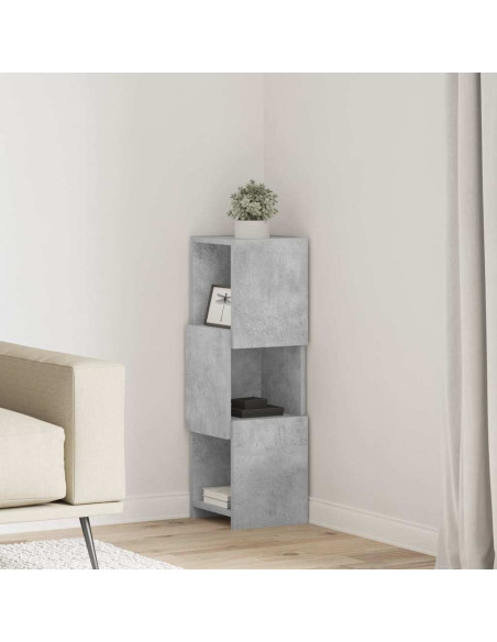 Mobile angolare Grigio cemento 25,5x25x80cm Legno multistrato