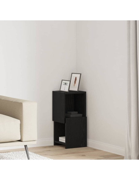 Mobile angolare Rovere Nero 25,5x25x55cm Legno multistrato