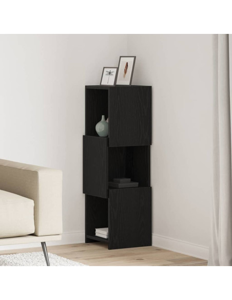 Mobile angolare Rovere Nero 30,5x30x95cm Legno multistrato