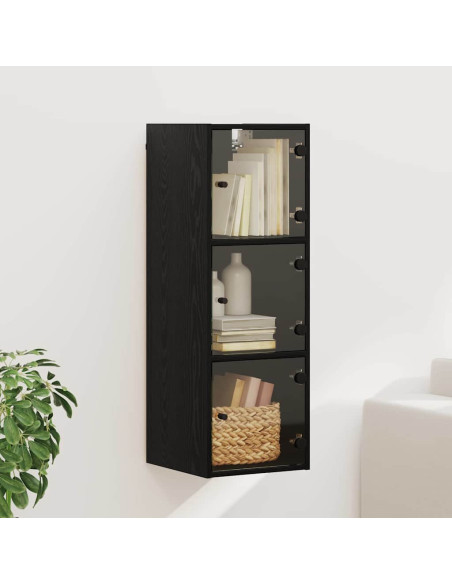 Armadietto a muro Rovere Nero 35 x 37 x 102 cm