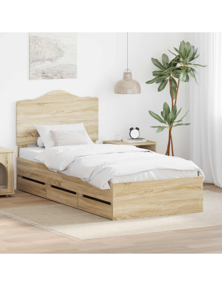 Struttura del letto con cassetto Rovere Sonoma 75 x 190 cm