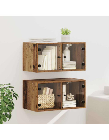 Armadi da Parete 2 pcs Legno vecchio 68 x 37 x 35 cm