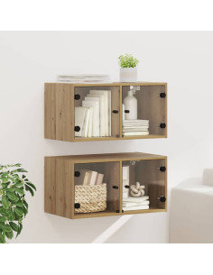 Armadi da Parete 2 pcs Rovere artigianale 68 x 37 x 35 cm