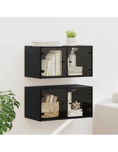 Armadi da Parete 2 pcs Rovere Nero 68 x 37 x 35 cm